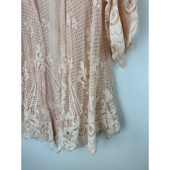 Torrid Scalloped Lace Kimono Open Front Pale Blush Floral Plus Size 3/4 3X 4X - Picture 9 of 10